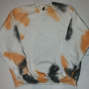 Gildan Heavy Blend Sweatshirt orange and Black airbrush SZ XL